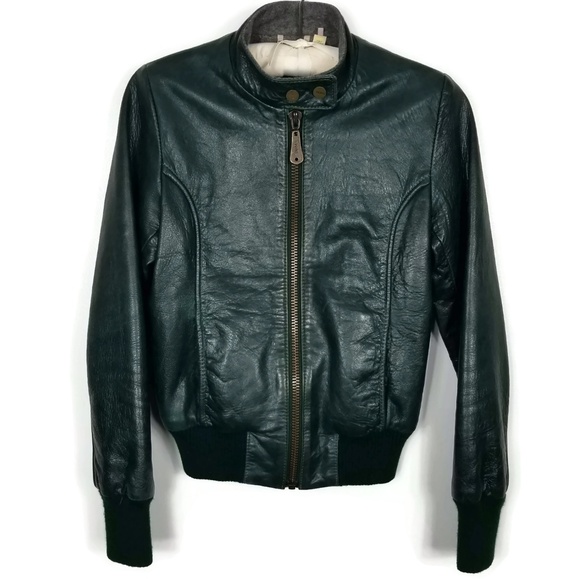 Doma Jackets & Blazers - DOMA Hunter Green Leather Bomber Jacket Medium